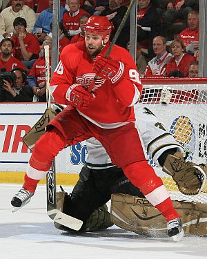 Homer doing what Homer does best: Driving goaltenders insane.