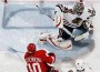 Henrik Zetterberg watches Dan Cleary's second goal go in the net in the third period of Detroit's eventual 5-2 Game 1 win on Sunday afternoon. (JULIAN H. GONZALEZ/DFP)