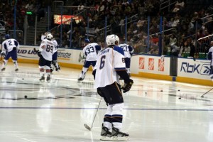 Ahh, Erik Johnson. The one kid on the team who hasn't had a question mark over his head.  Image courtsey of author.