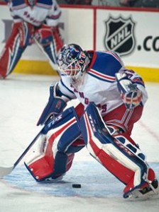 Lundqvist seeing rubber! (photo by Wikipedia)