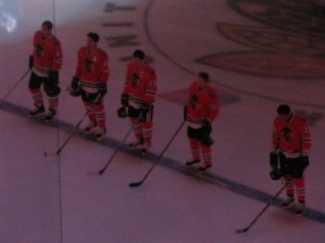 Blackhawks During the Anthem (photo/Pam Rodriguez)