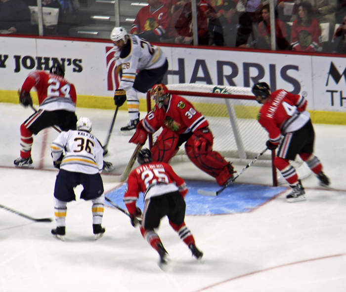Buffalo makes a play on the net vs Chicago 10/16/10