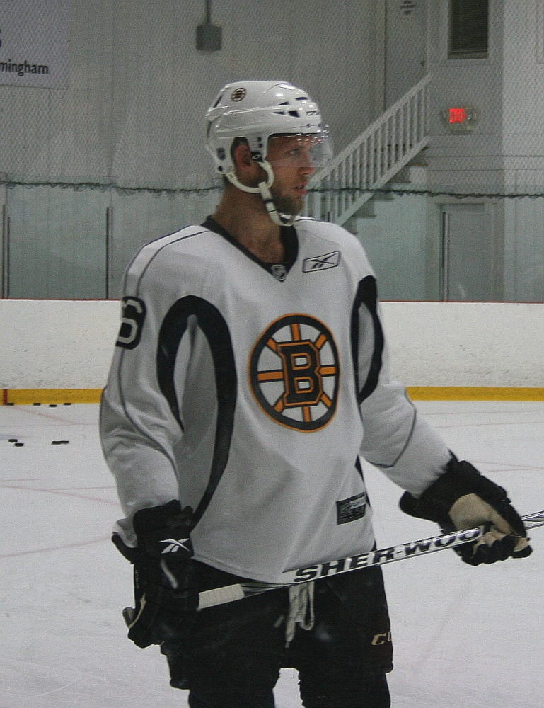 Colton Hargrove waits for instruction at the Boston Bruins 2012 Development Camp. (Photo: Bob Mand)