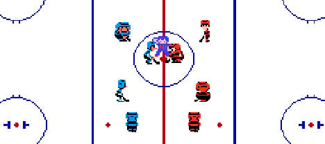 screen shot from 1988's Ice Hockey for the NES