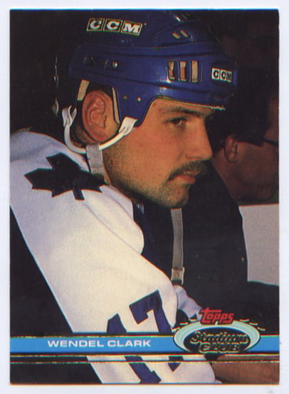 An intense Wendel Clark, as featured in the 1991-92 Topps Stadium Club set.