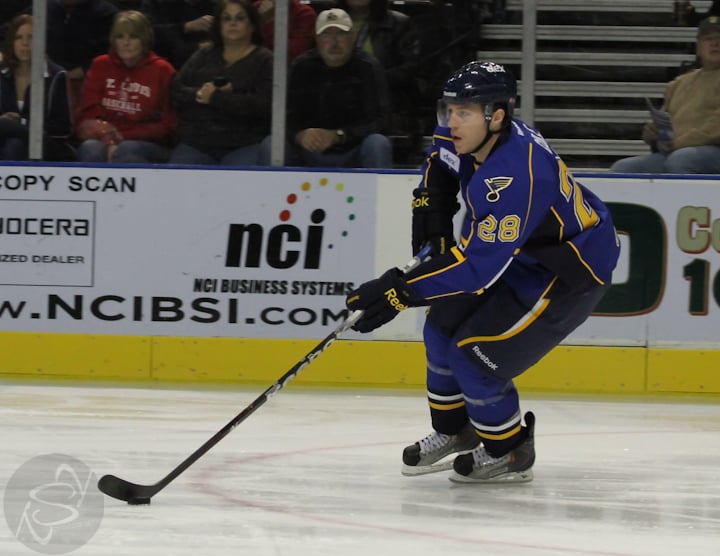 Defenseman Ian Cole ranks 2nd amongst Rivermen defensemen with 12 points (TSN Photography)