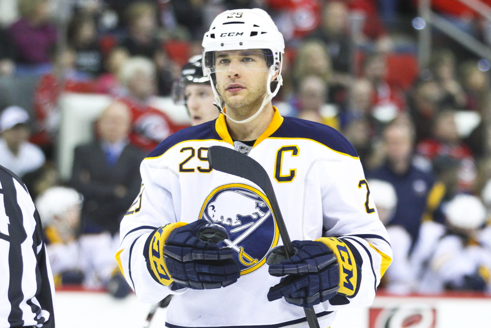 One lucky Sabres fan gets the jersey off Jason Pominville's back on