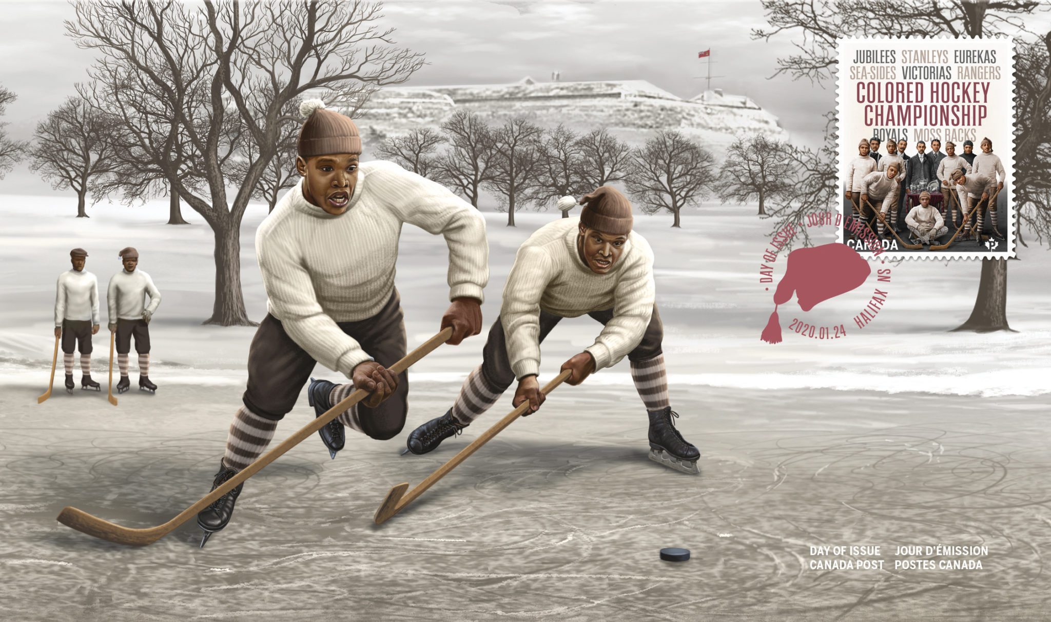 Black History Colored Hockey Championship stamps poster