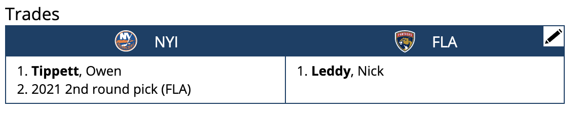 Nick Leddy Mock Trade to the Florida Panthers