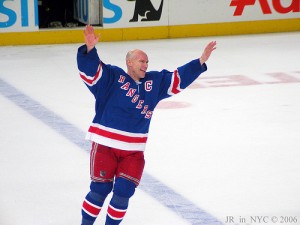 Messier waves to the crowd after his final NHL game. (Image Credits: JR_in_NYC)