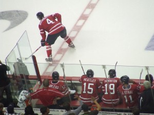 Jay Bo #4 Olympic red/white scrimmage (photo by thehockeyguy/flickr)