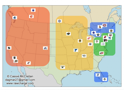NHL realignment map