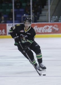 Mike Winther with the puck Mike Winther PA Raiders forward