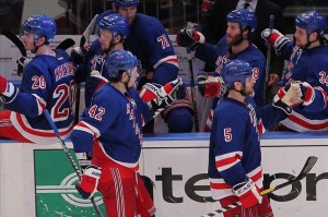 rangers_bench Game 1 NJ vs NY 2012