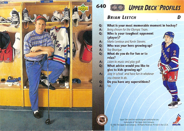 Brian Leetch 1992 Upper Deck card
