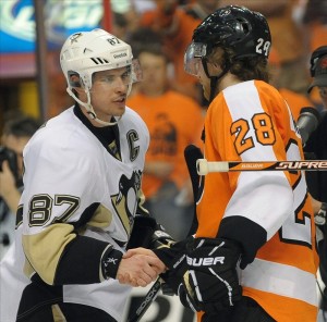 Pittsburgh Penguins forward Sidney Crosby and Philadelphia Flyers forward Claude Giroux