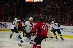 Brooks Orpik has noticed a major improvement in the Penguins' defensive zone play. (Tom Turk/THW)