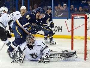 Jonathan Quick only allowed 6 goals against the Blues last post-season. (Scott Rovak-USA TODAY Sports)