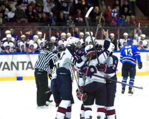 Peter Gintoli signing "I love you" to his mother in the stands after scoring a goal. (Photo Courtesy of Maureen Lingle)