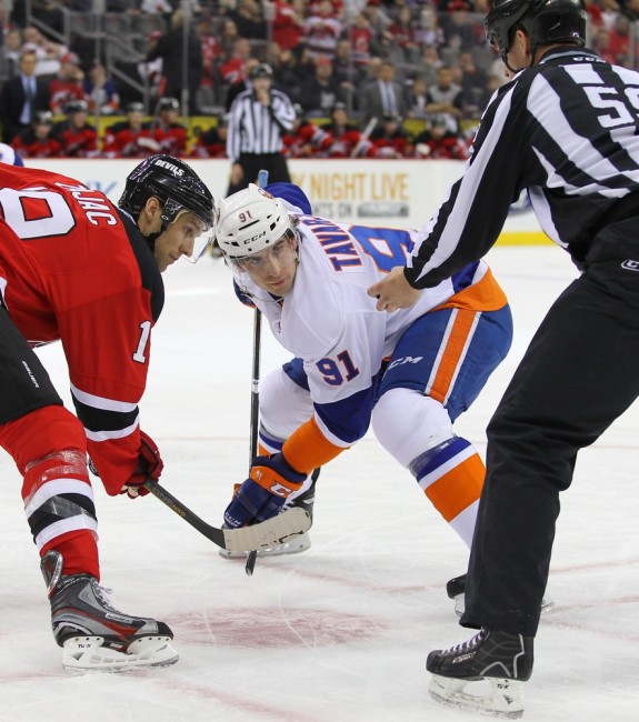 Travis Zajac is the Devils face-off ace. (Ed Mulholland-USA TODAY Sports)