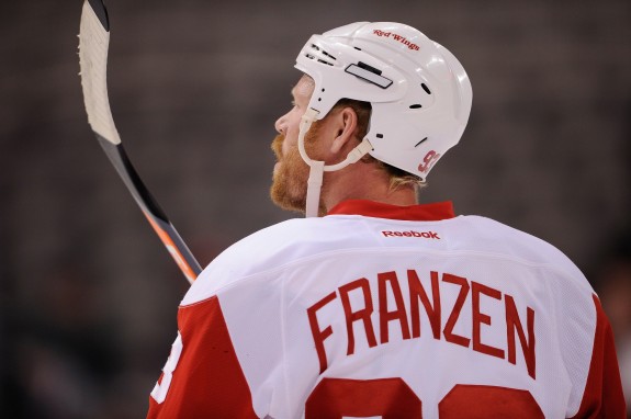 Johan Franzen is on pace to have a great season with 22 points through 27 games. (Jerome Miron-USA TODAY Sports)