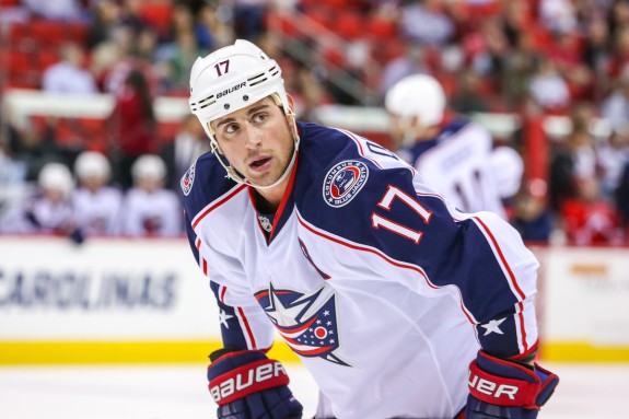 Brandon Dubinsky, the center of much rumors of being the Blue Jackets' next captain, had a poor game Saturday, finishing minus-2.
