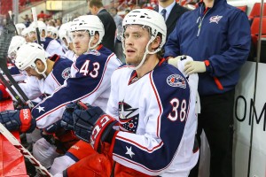 Boone Jenner, with the Blue Jackets (Photo Credit:  Andy Martin Jr)