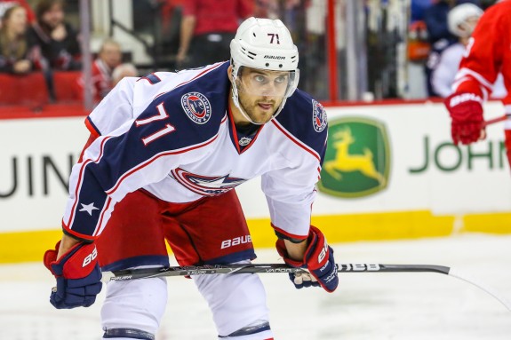 Nick Foligno (above) and James Wisniewski scored a pair of goals each against the Flyers on Friday night. The 4-3 loss marked Philadelphia's fourth straight loss to Columbus.