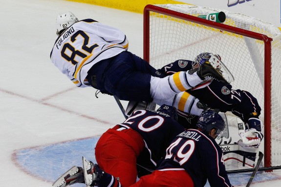 Not the "Foligno Leap" like father Mike (Russell LaBounty-USA TODAY Sports)