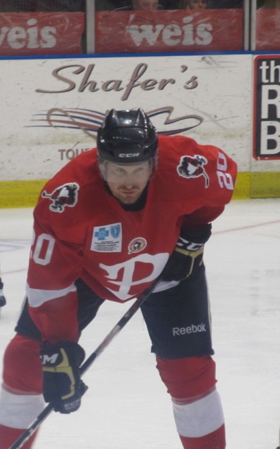 Norfolk newcomer Alex Grant had a hat trick on Friday to lead the Admirals to a 5-0 shutout win over Binghamton. (Alison Myers/THW)