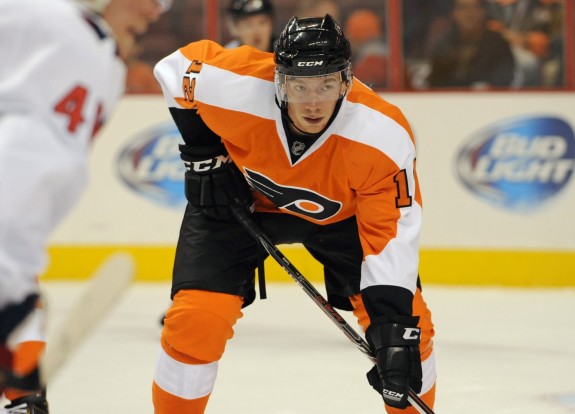 Brayden Schenn and the Flyers may get a surprise, depending on how other candidates for the top line perform in camp. Michael Raffl (above) is one of them.