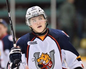 (Terry Wilson/OHL Images) Brendan Lemieux skates as a member of the Barrie Colts, where he played for the endurance of his career.