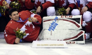 Montreal Canadiens goalie Carey Price with his gold medal