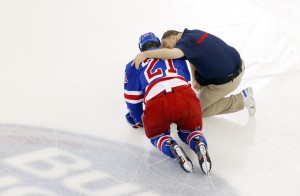 Derek Stepan is currently sidelined with a broken fibula. (Andy Marlin-USA TODAY Sports)