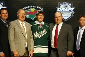 Matt Dumba was drafted seventh overall in 2012 by the Minnesota Wild. The defenceman scored 8 goals in the 2014-15 season with the Wild, showing off some of his offensive capabilities. (Charles LeClaire-USA TODAY Sports)