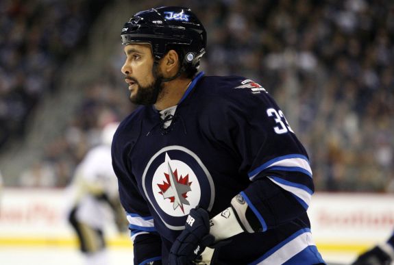 Dustin Byfuglien leads the Jets in penalty minutes with 101. (Bruce Fedyck-USA TODAY Sports)