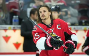 Erik Karlsson is tied for the team lead with 27 points this season i 39 games. (Marc DesRosiers-USA TODAY Sports)