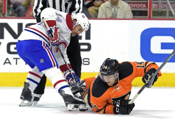 Despite an overtime loss to the Habs (above), as well as their most recent loss in Tampa on Thursday, the Flyers finished the month of October with a 4-4-2 record.