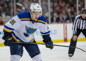 Vladimir Tarasenko has exploded as a 23 year old and scored nearly a point per game this season in St. Louis. (Brace Hemmelgarn-USA TODAY Sports)