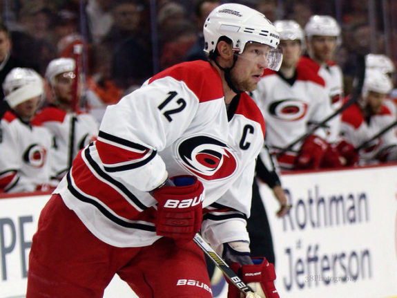 Hurricanes captain Eric Staal could prove to be a tough re-signing by Carolina (Amy Irvin / The Hockey Writers)