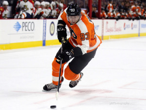 Voracek leads the league with 58 points in 50 games. (Amy Irvin / The Hockey Writers)