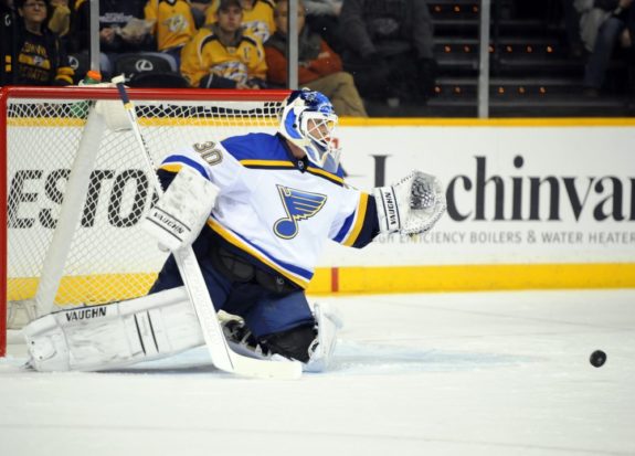 Martin Brodeur with the Blues
