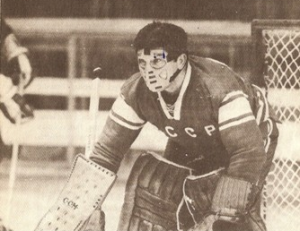 Viktor Konovalenko was steller in goal for Russia in the first period.