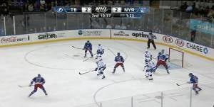 Umbrella setup on the powerplay goal by Martin St. Louis 12/1/14