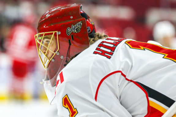 Jonas Hiller can only do so much to bail out the Flames  (Photo by Andy Martin Jr).