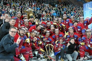 Geneve-Servette celebrate Spengler Cup victory 31 December 2014
