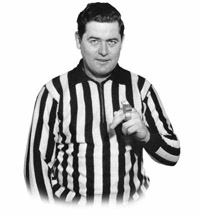 Linesman George Hayes has been suspended by the NHL for refusing an eye test.