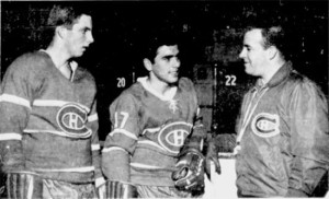 Larry Pleau, left, and coach Scotty Bowman welcome Mexican Chaco Roberts