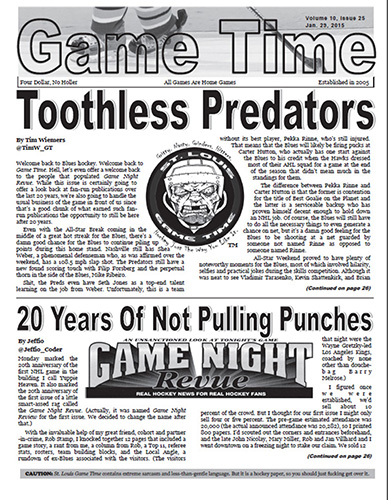 The official 20-year issue of St. Louis Game Time (Courtesy Brad Lee / St. Louis Game Time)