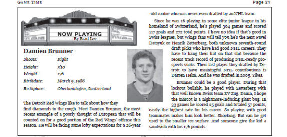 Game Time breaks down Damien Brunner in Lee's first edition in January 2013 (Courtesy Brad Lee / St. Louis Game Time)